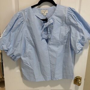 Kate Spade Light Blue Striped Blouse with Bow. Kate spade x Target